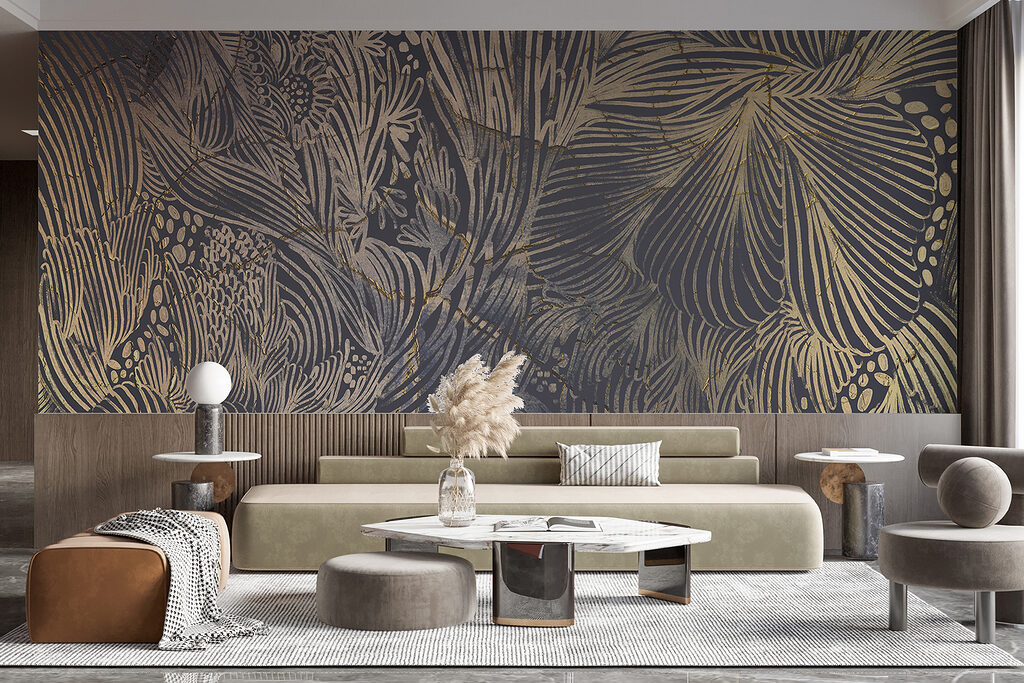 Foglie dorate su antracite — ambiente 4