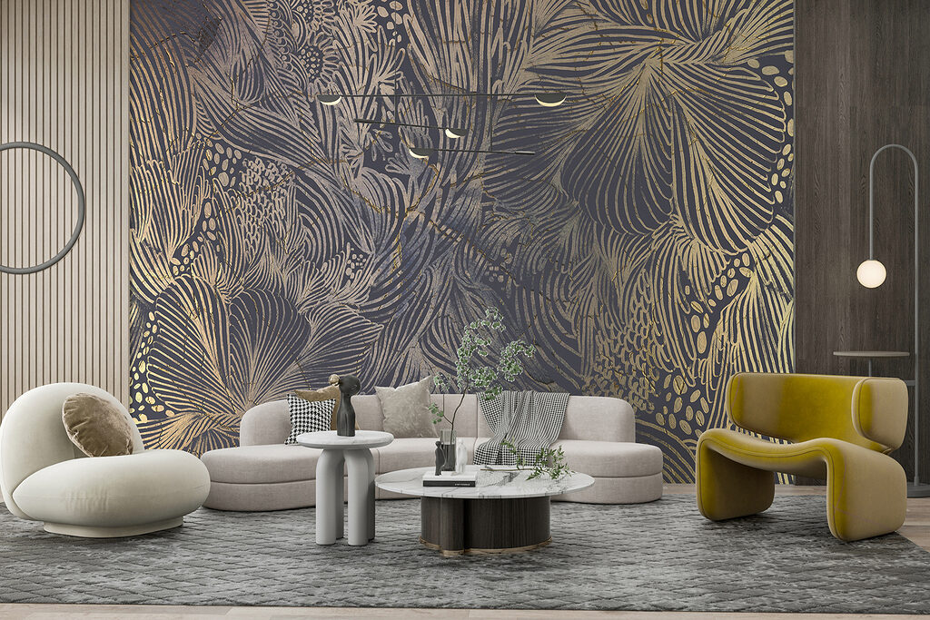 Foglie dorate su antracite — ambiente 5