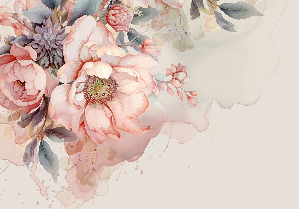 Rose su fondo beige — design completo