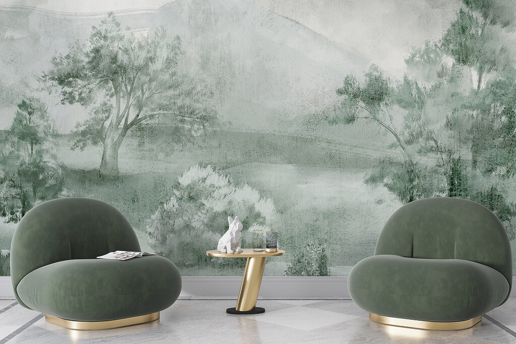 Alberi e colline nebbiose — ambiente 3