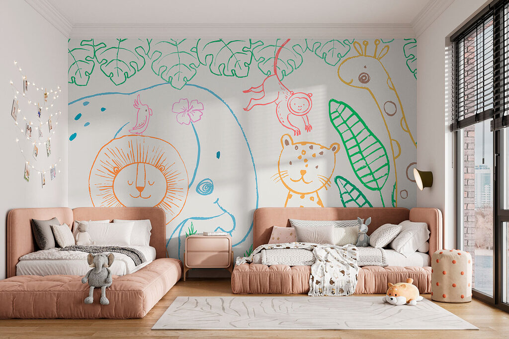 Contorni bruni su bianco in un ambiente