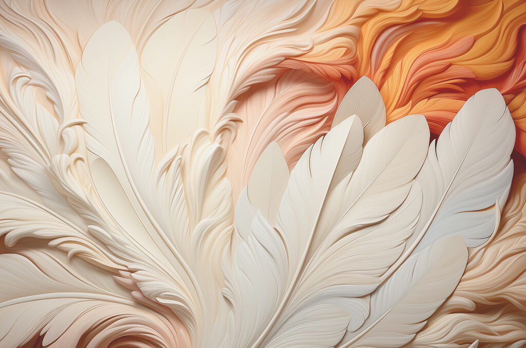 Piume crema e arancio — design completo