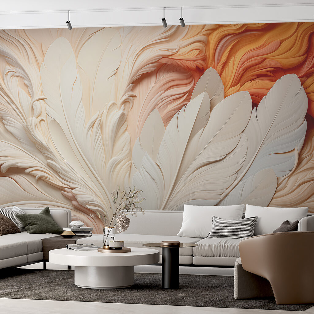 Piume crema e arancio — ambiente 1
