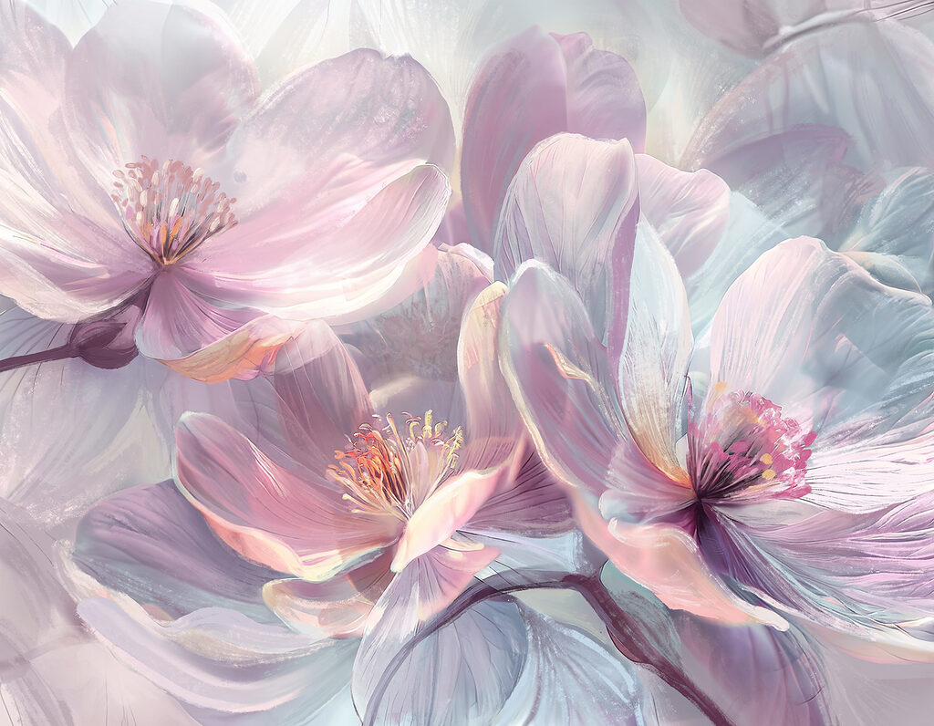 Fiori lilla lucidi — design completo