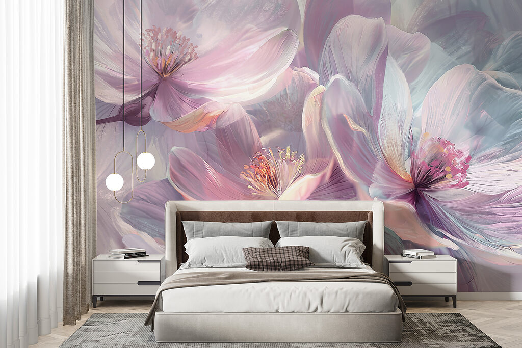 Fiori lilla lucidi in un ambiente