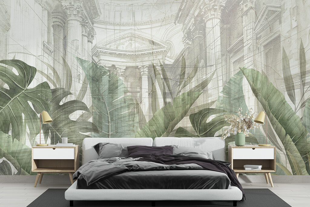 Foglie e architettura in un ambiente