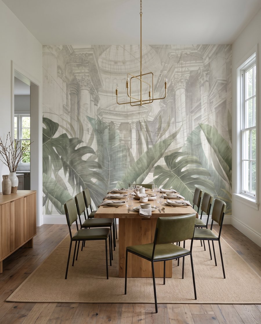 Foglie e architettura in un ambiente