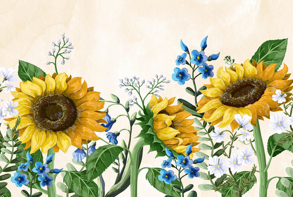 Girasoli ad acquerello — design completo