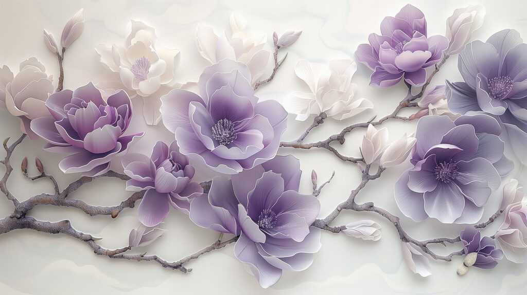 Fiori lilla sinuosi — design completo