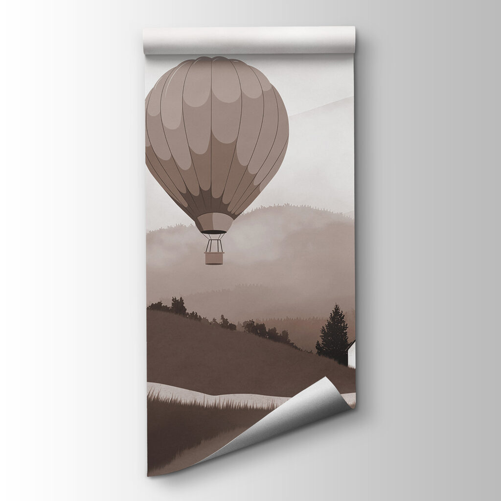Mongolfiere su colline grigie — vista del prodotto