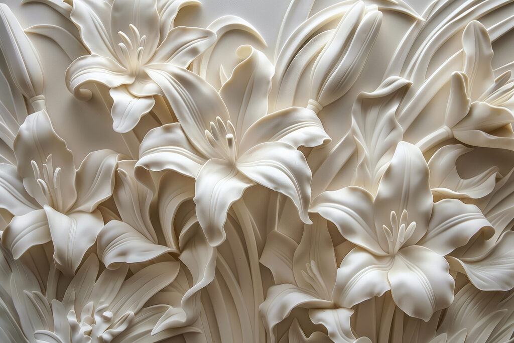 Fiori bianchi con ombre — design completo