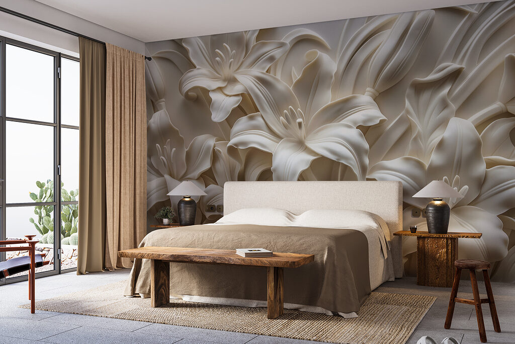 Fiori bianchi con ombre in un ambiente