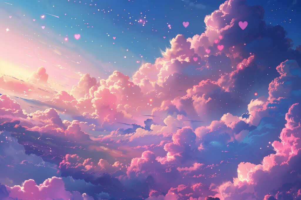 Nuvole rosa e stelline — design completo