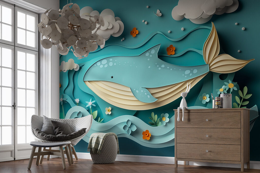 Balena sotto nuvole bianche — ambiente 3