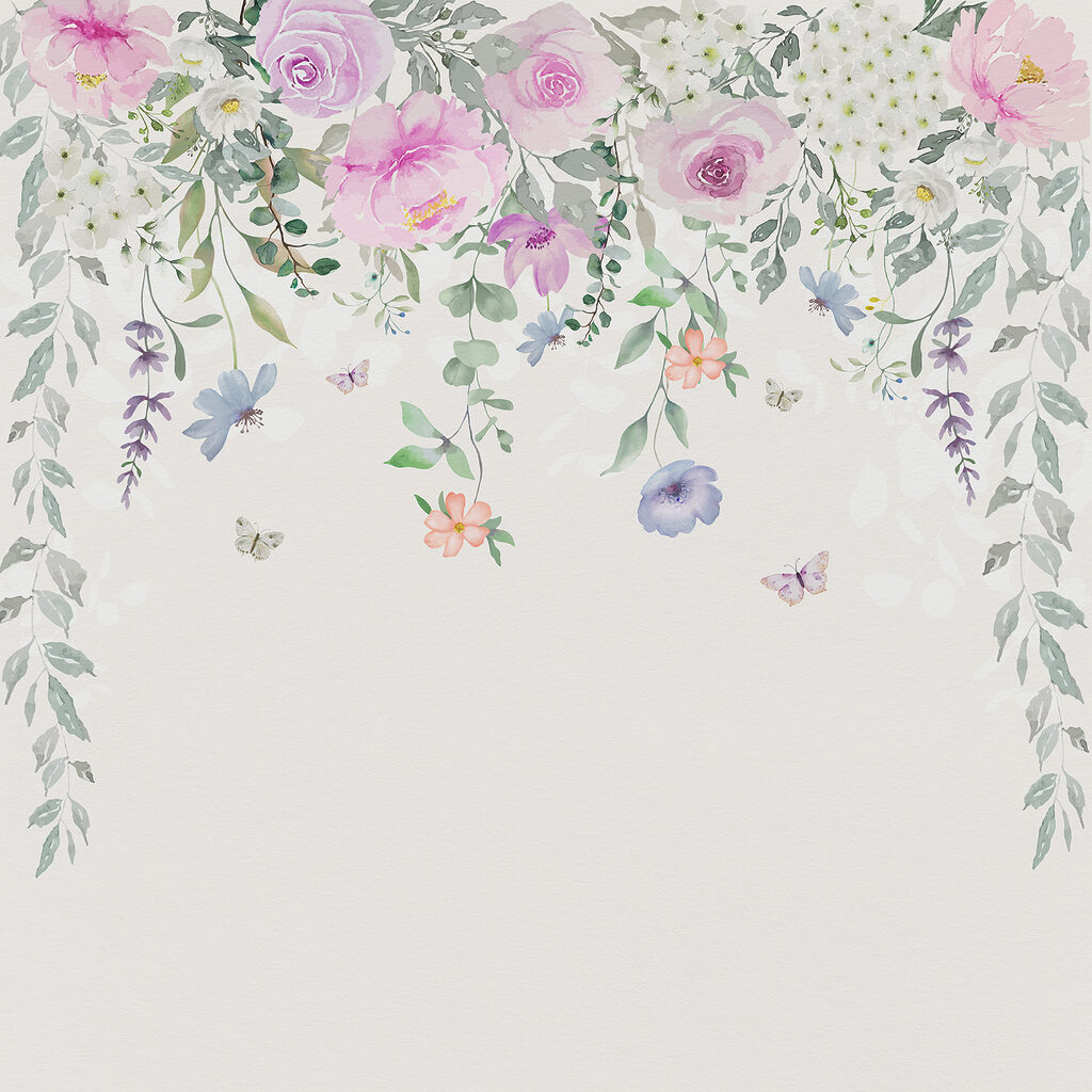 Rose pastello con tralci — design completo