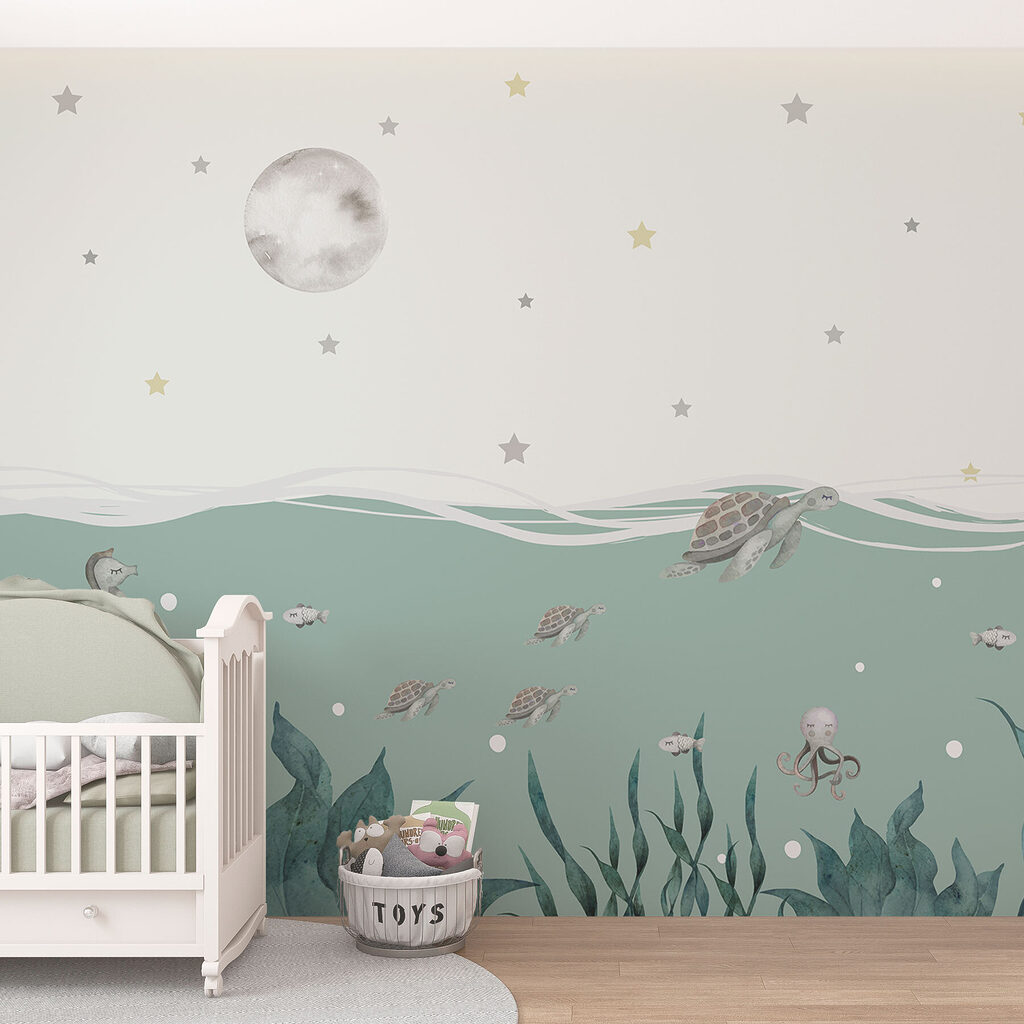 Creature marine e luna in un ambiente