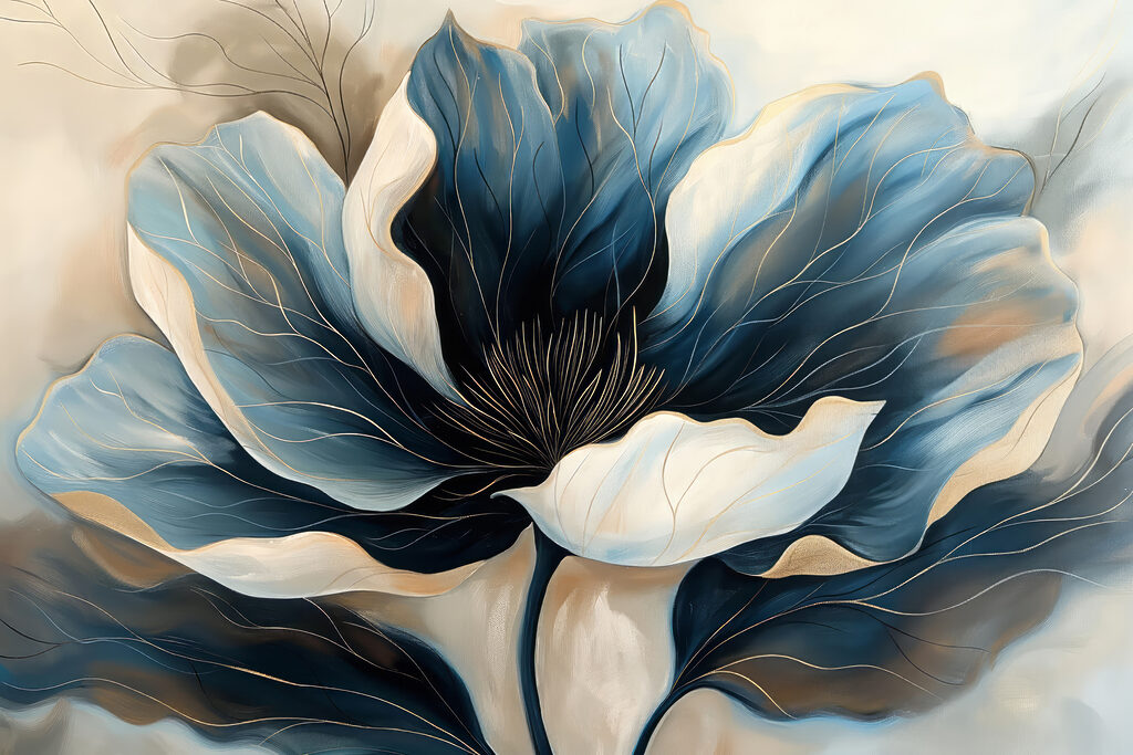 Fiore blu e crema — design completo