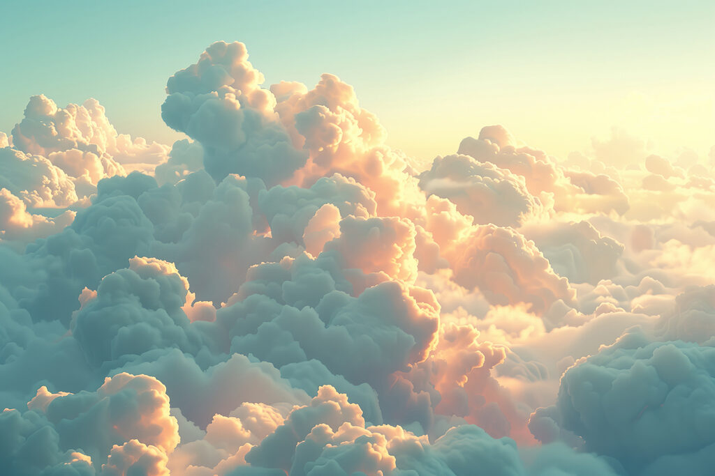 Nuvole turchesi al tramonto — design completo