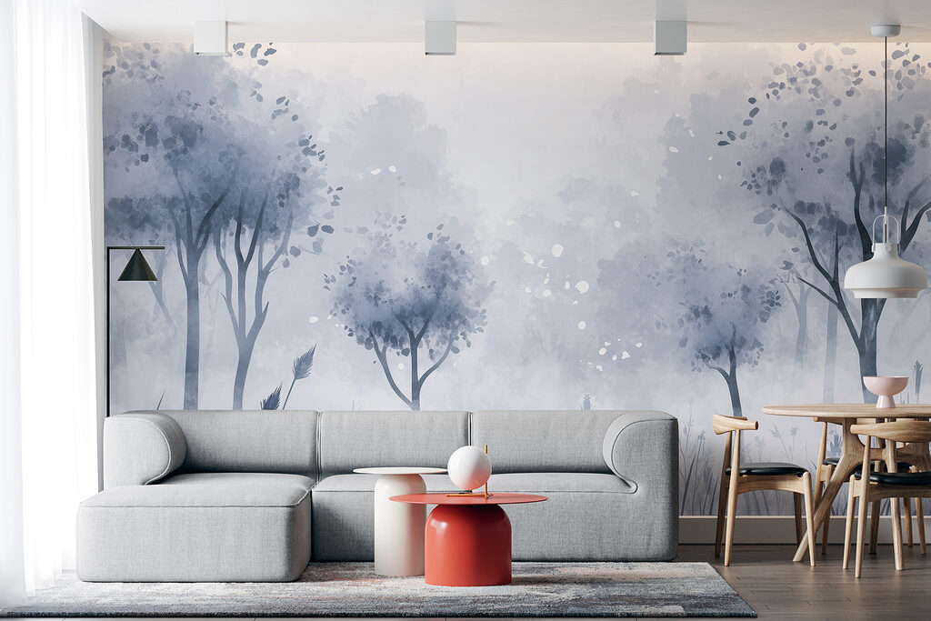 Alberi sottili nella nebbia — ambiente 1