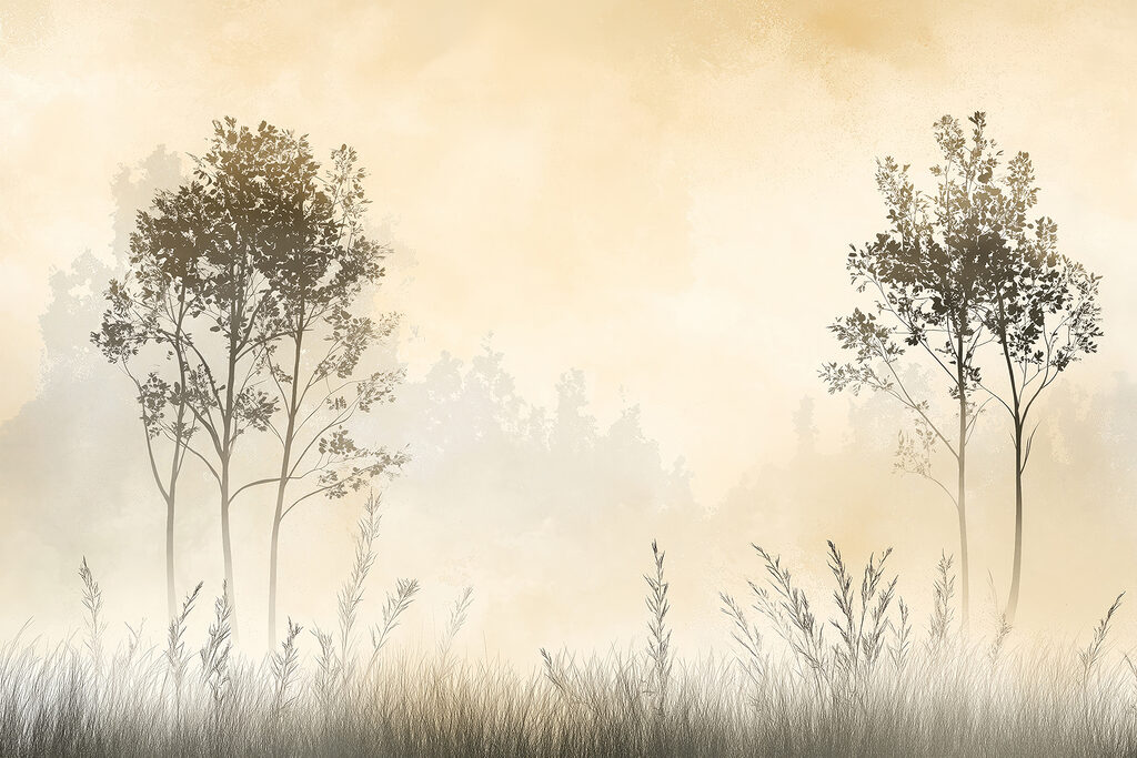 Due alberi sull’erba — design completo
