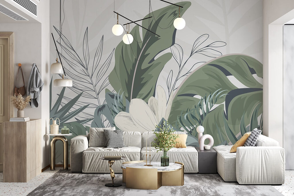 Foglie tropicali e fiore — ambiente 3