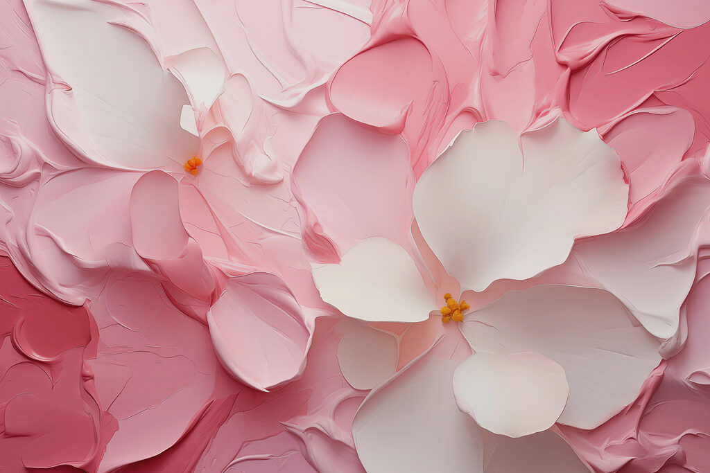 Fiori rosa a pieghe — design completo