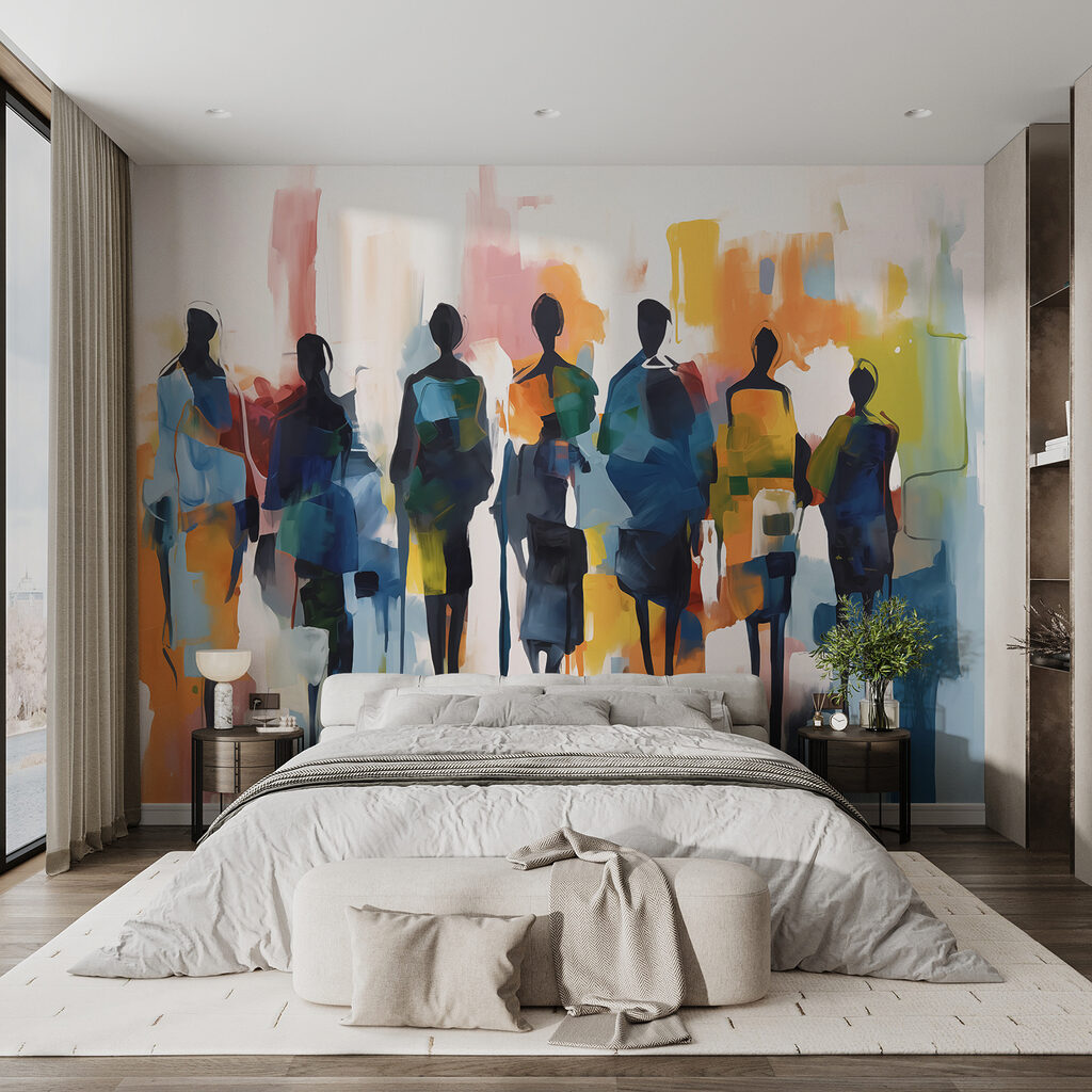 Figure tra pennellate colorate — ambiente 1