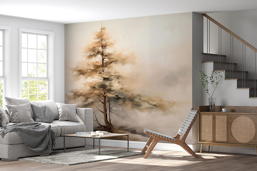 Albero solitario, nebbia calda — ambiente 2