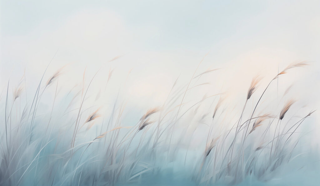 Erbe nel silenzio azzurro — design completo