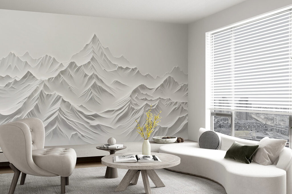 Montagne bianche e ombre in un ambiente