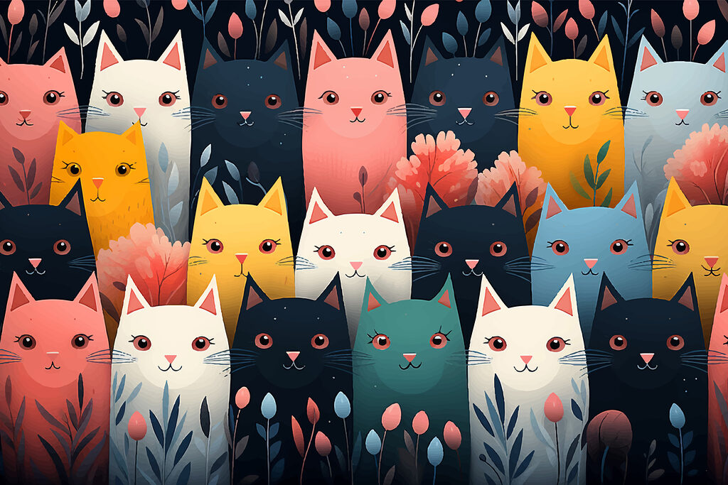 Gatti di mille colori — design completo