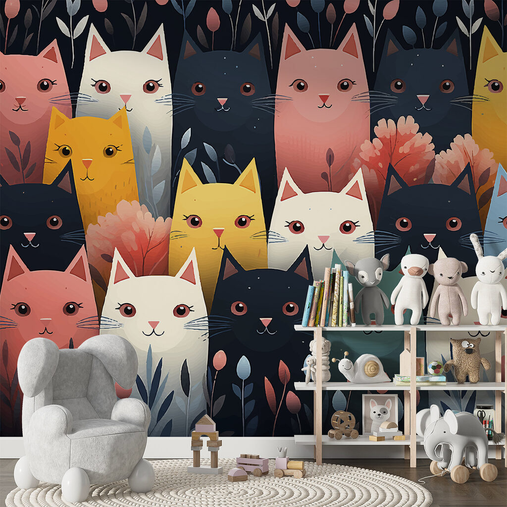 Gatti di mille colori in un ambiente