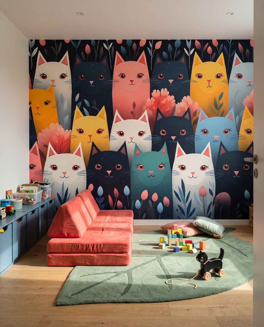 Gatti di mille colori in un ambiente