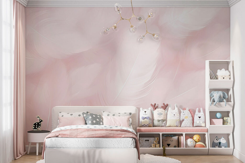 Piume bianche su rosa — ambiente 4
