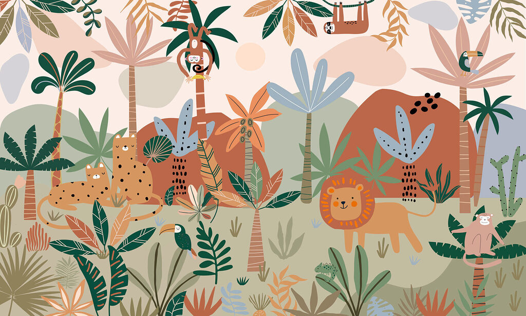 Giungla di animali disegnati — design completo