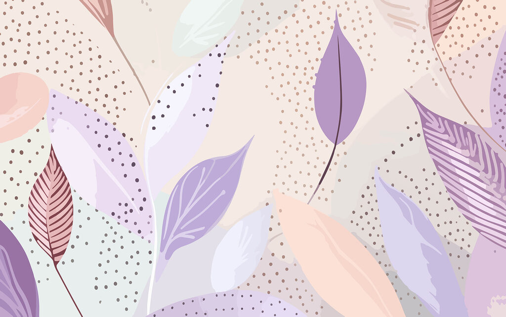 Foglie tra puntini pastello — design completo