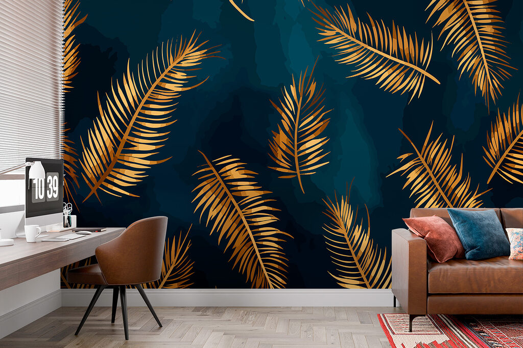 Fronde dorate su blu — ambiente 1