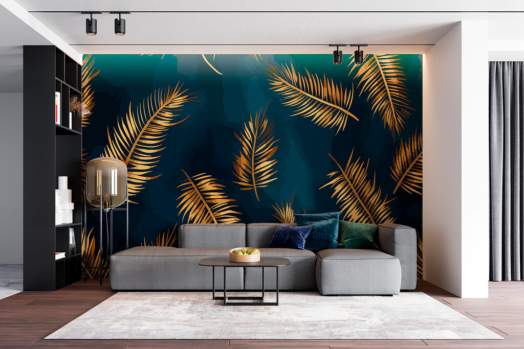 Fronde dorate su blu — ambiente 2