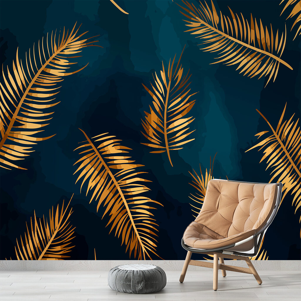 Fronde dorate su blu — ambiente 3