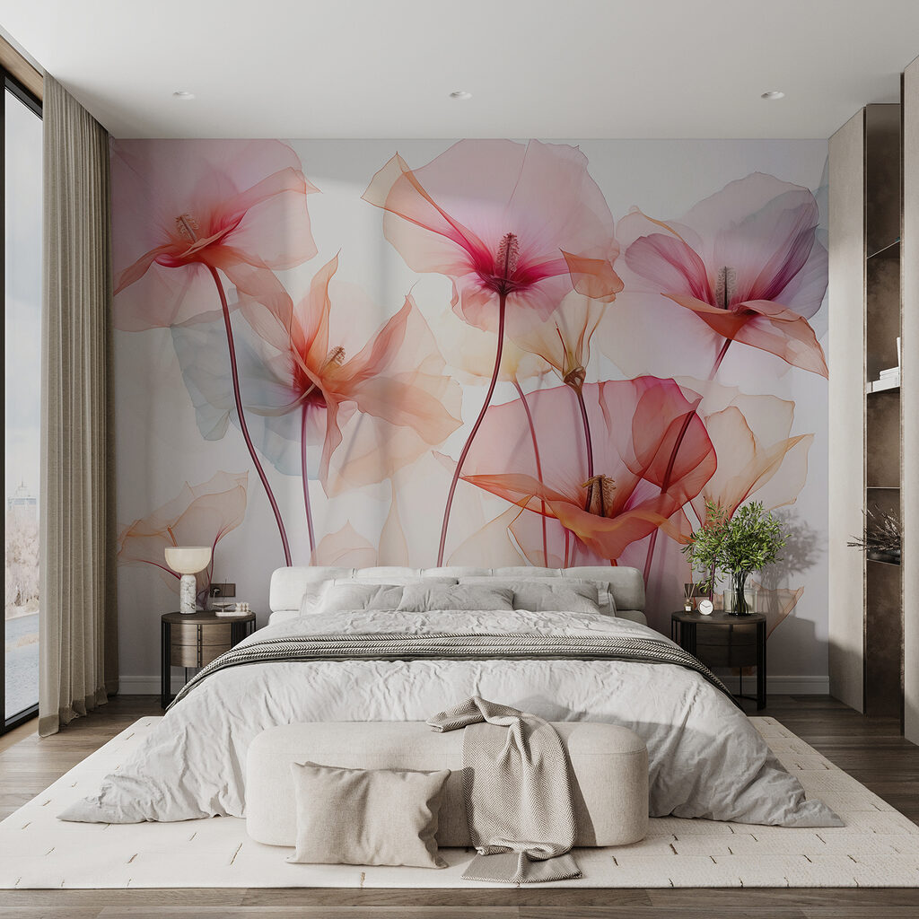 Calici rosa su steli — ambiente 1