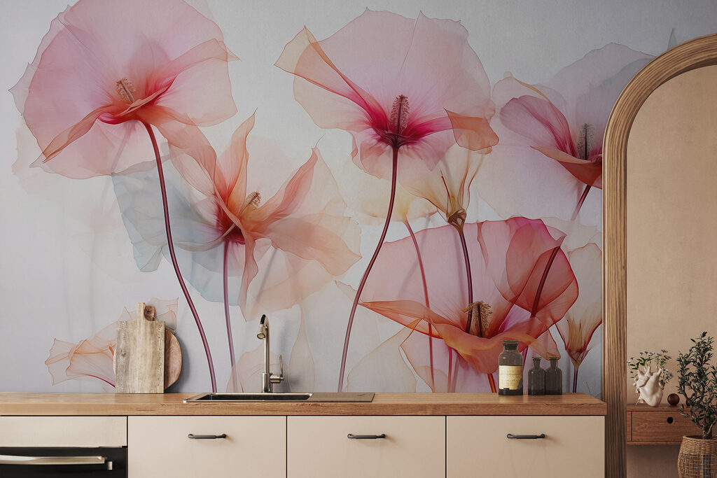Calici rosa su steli — ambiente 2