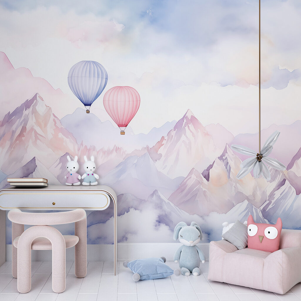 Due mongolfiere pastello — ambiente 3