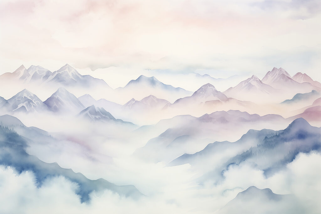 Montagne blu che svaniscono — design completo