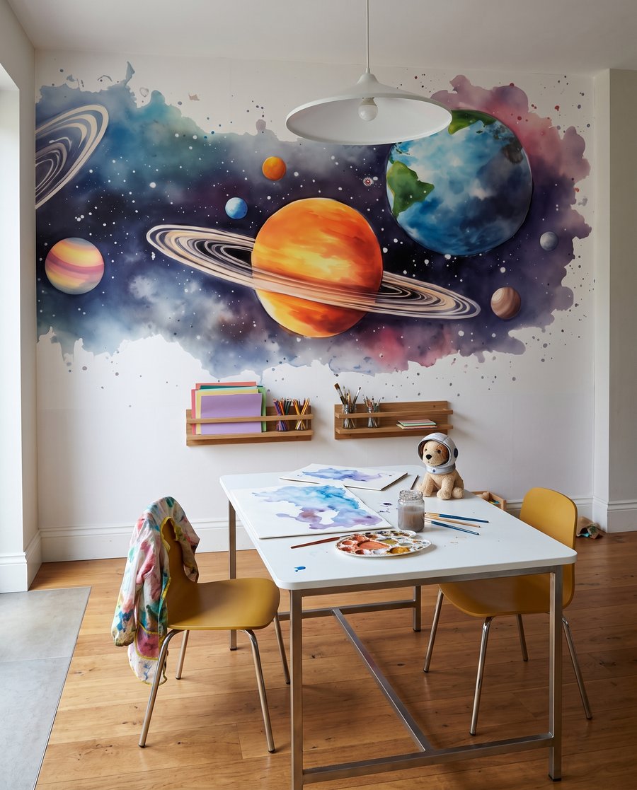 Pianeti su macchie colorate — ambiente 3