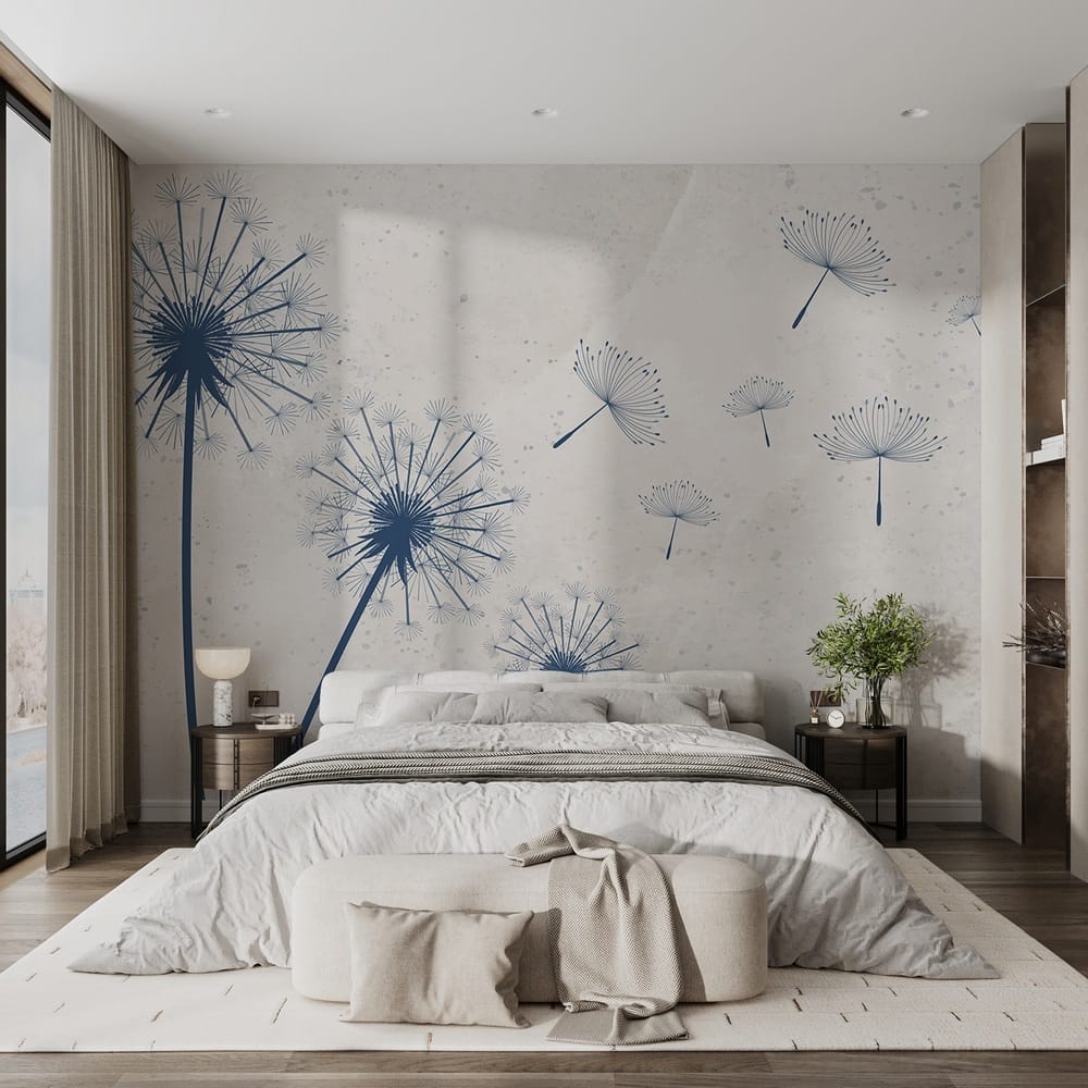 Soffioni in linee blu in un ambiente