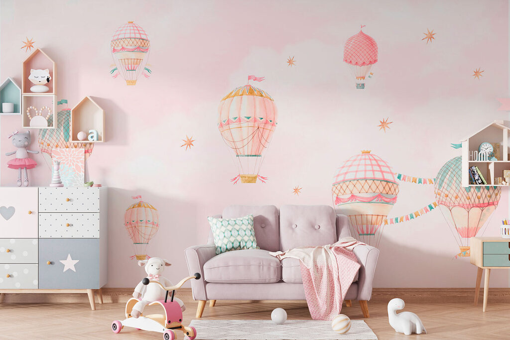 Palloncini pastello su rosa — ambiente 1