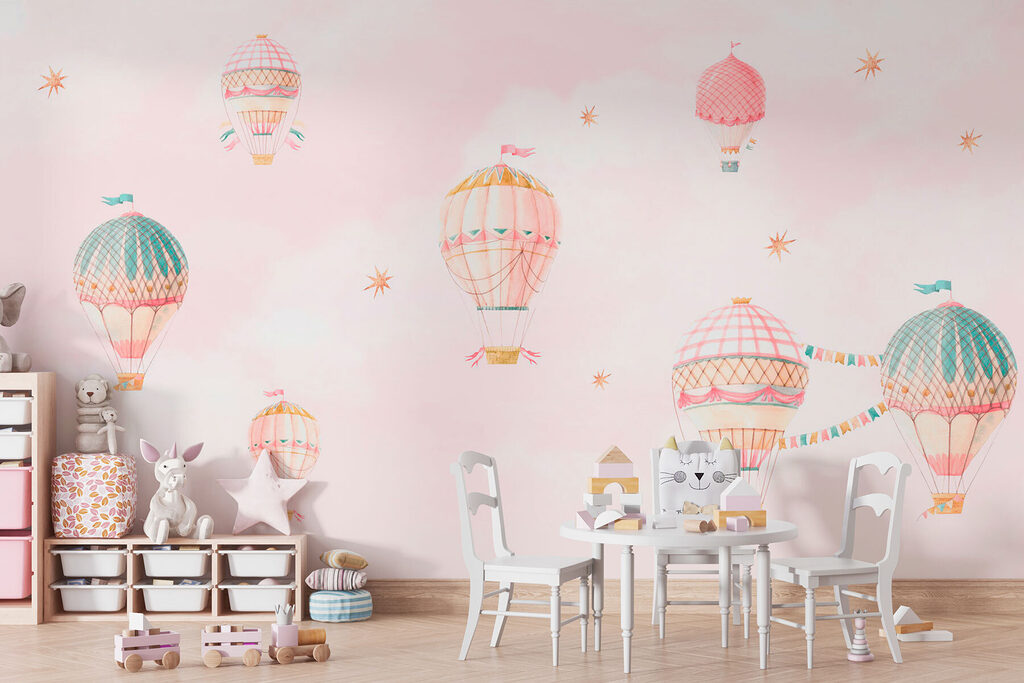Palloncini pastello su rosa — ambiente 3