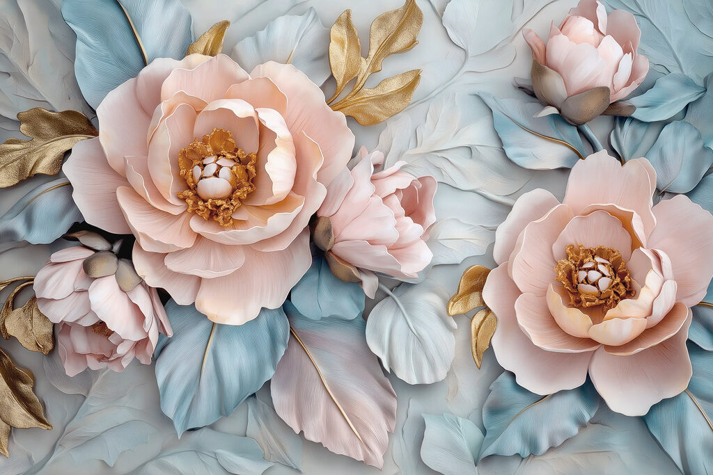 Fiori rosa e azzurri — design completo
