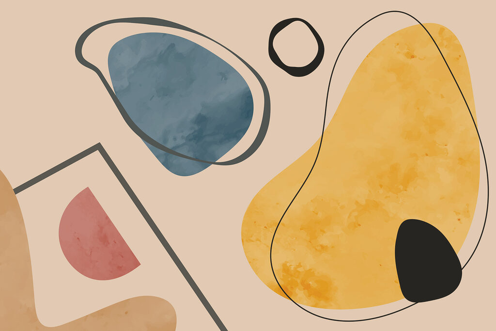 Forme ocra con contorni — design completo