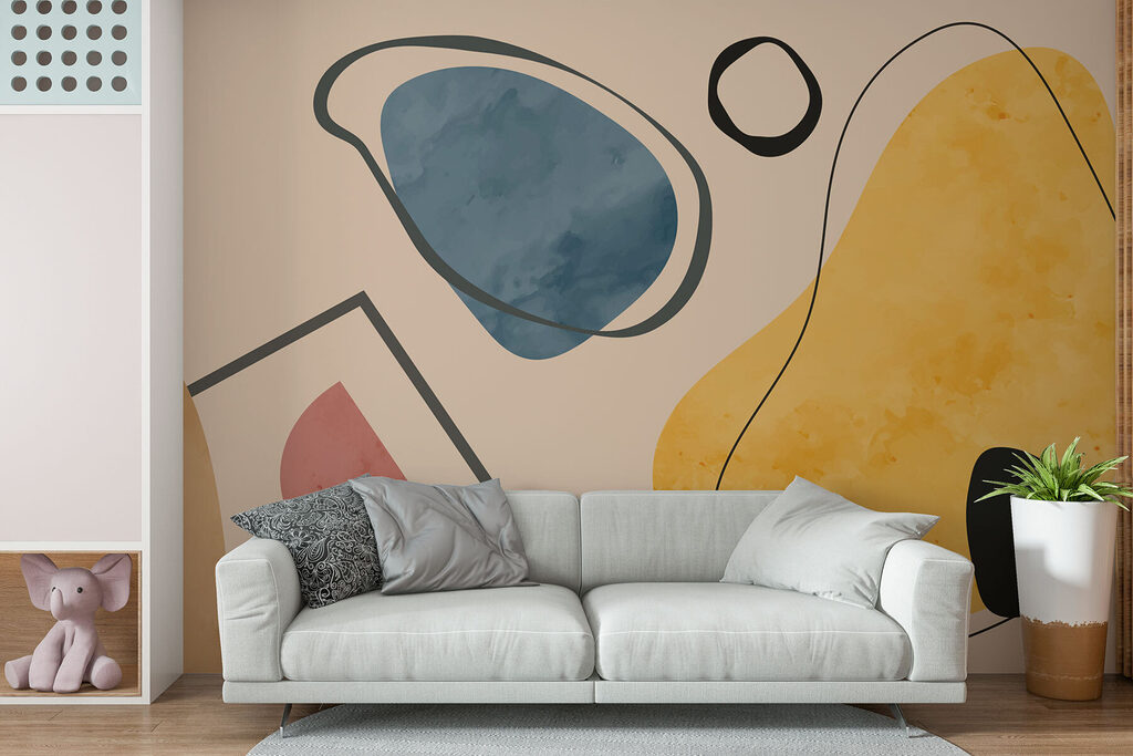 Forme ocra con contorni — ambiente 1